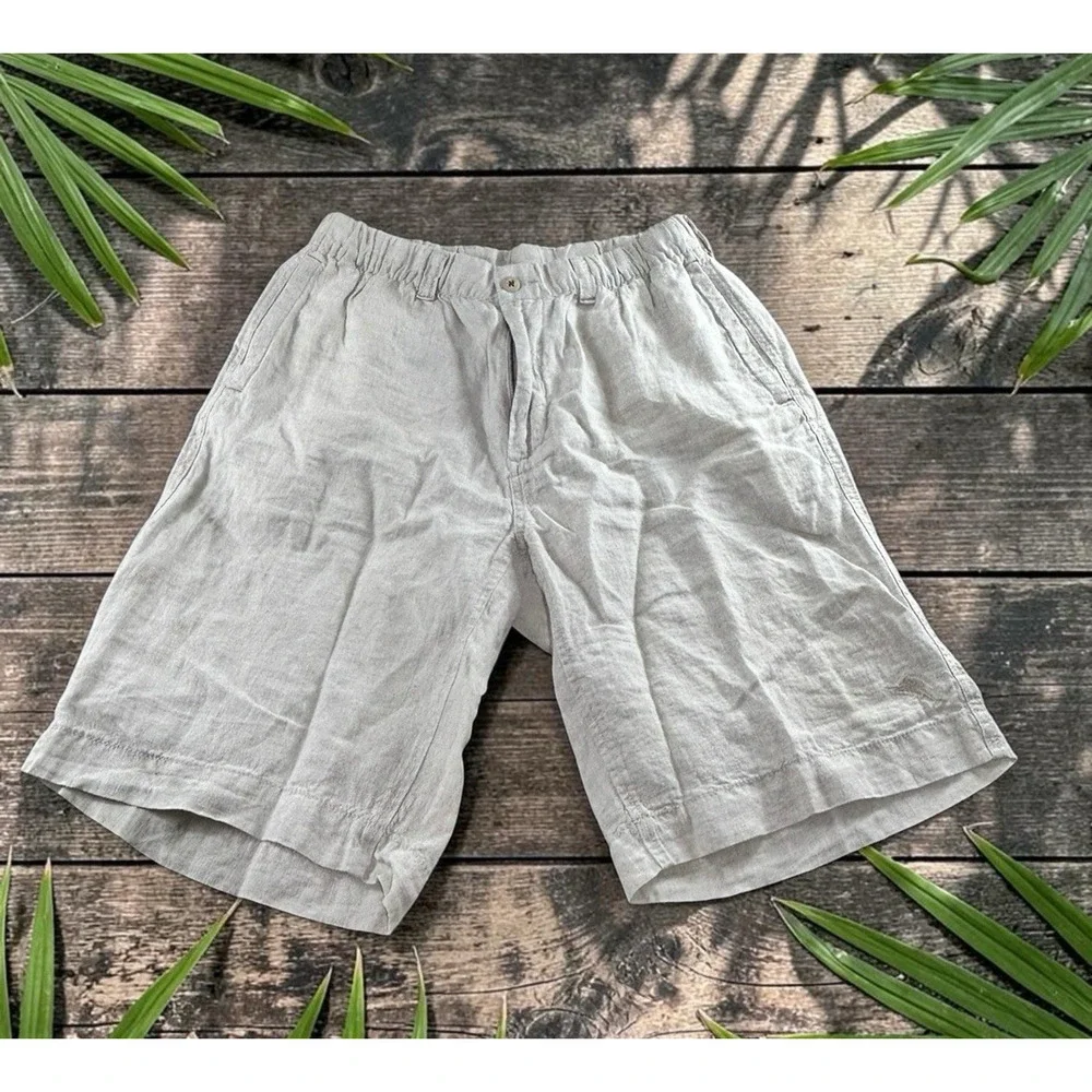 Tommy Bahama Beige Shorts Sz Medium 100% Linen Relax 10